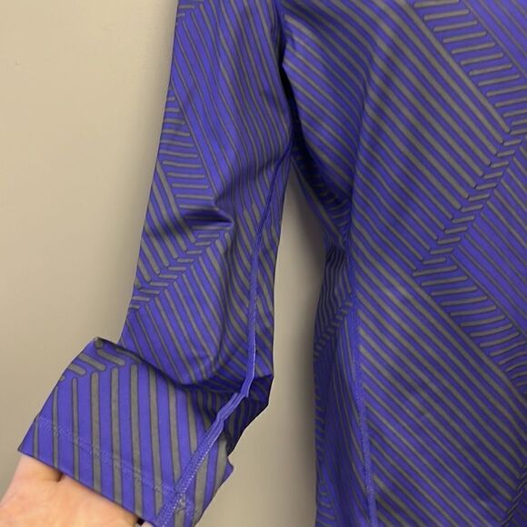 Under Armour Women’s Purple/Gray HeatGear Long Sleeve Striped Pullover-large - Picture 6 of 16